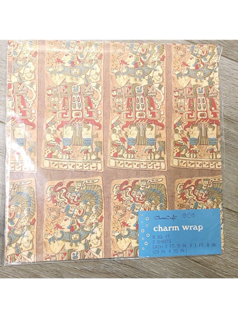 Vtg Charm Craft K'inich Janaab Mayan King Mexico Gfit Wrapping Paper Scrapbook - Picture 2 of 4